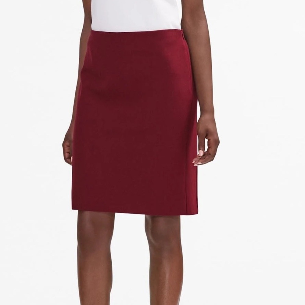 MM.LaFleur Noho Skirt Dark Red Burgundy Pencil Stretch Professional Size 10